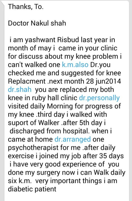 Patient Testimonials | Dr Nakul Shah | Karve Road , Pune