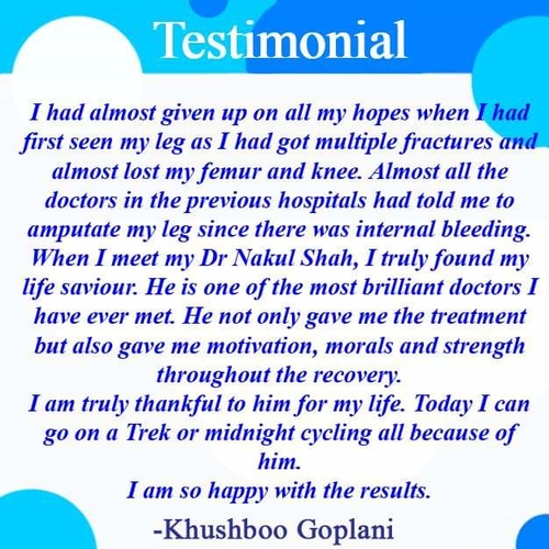 Patient Testimonials | Dr Nakul Shah | Karve Road , Pune