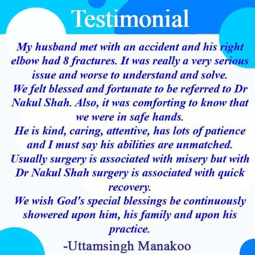 Patient Testimonials | Dr Nakul Shah | Karve Road , Pune